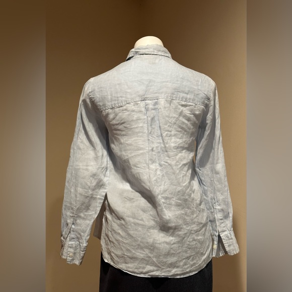 DKNY Light Blue Long Sleeves Button Collar Linen Top 100% Ramie Good Condition - Picture 4 of 9